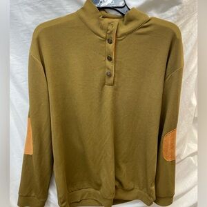 Men's Olive Green pullover Sweater with Elbow Patches men sz L-Xl